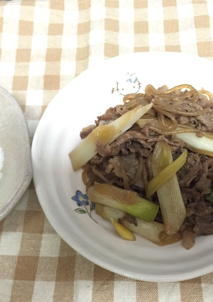牛肉とネギと白滝の簡単炒め煮！すき焼き風-レシピのメイン写真