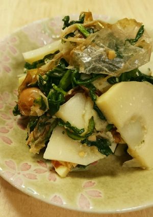 くせになる！春菊とタケノコの味噌炒め-レシピのメイン写真