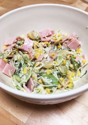 超簡単！水菜とそら豆のマヨサラダ☆-レシピのメイン写真