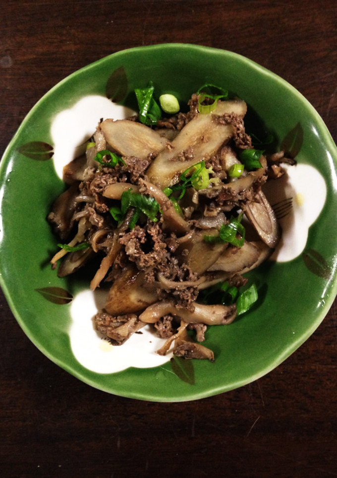 ゴボウと牛肉 舞茸の簡単炒め煮-レシピのメイン写真