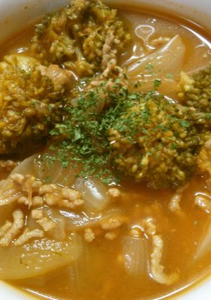 玉ねぎブロッコリー豚挽き肉のケチャップ煮-レシピのメイン写真