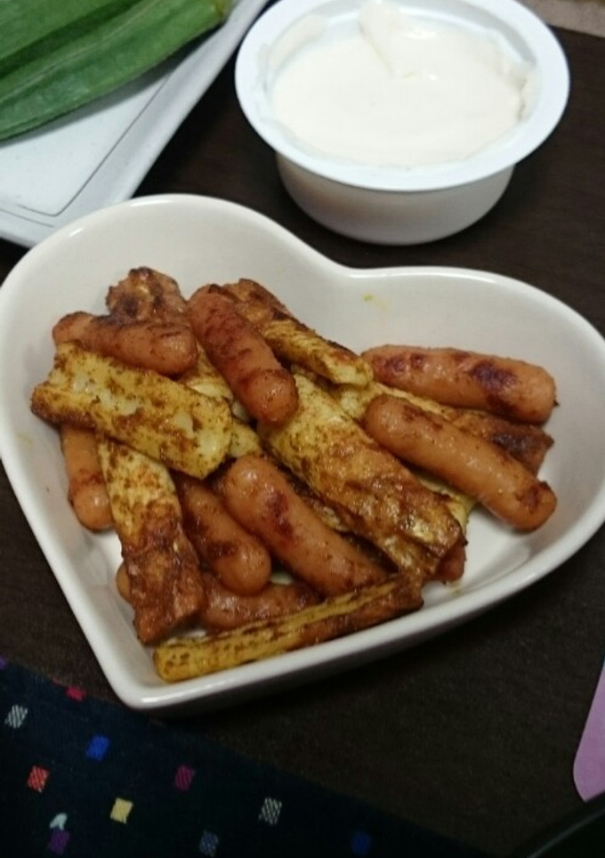 ソーセージとちくわのカレーマヨ炒め♡-レシピのメイン写真