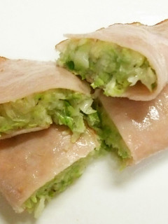 お弁当に!千切りキャベツのハム焼き-レシピのメイン写真
