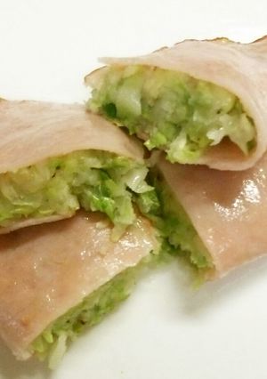 お弁当に！千切りキャベツのハム焼き-レシピのメイン写真