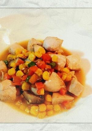 むね肉、椎茸のバター醤油炒め**-レシピのメイン写真