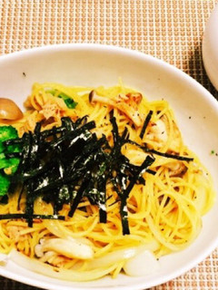 ツナとしめじのめんつゆバターパスタ-レシピのメイン写真