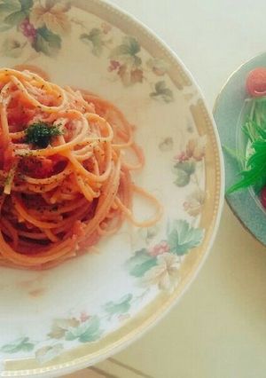 簡単！トマトパスタと水菜サラダ-レシピのメイン写真