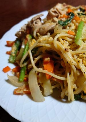 【簡単】豚肉と小松菜のカルボナーラ風-レシピのメイン写真