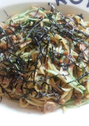 ヘルシー！水菜とシラスの納豆和風パスタ★-レシピのメイン写真