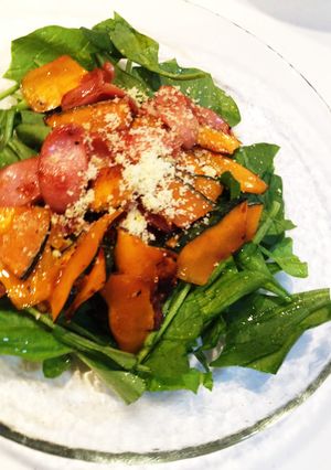 ☆醤油ソースのカボチャとサラダほうれん草-レシピのメイン写真