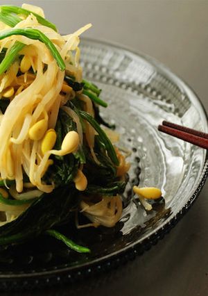 豆もやしと法蓮草のピーナツペースト和え-レシピのメイン写真