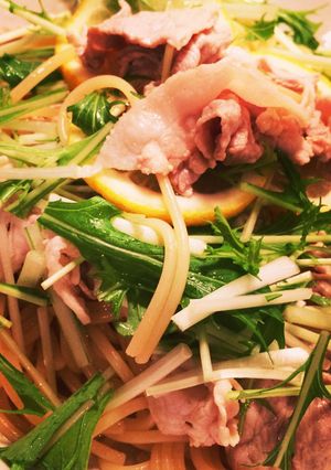 冷製★豚肉と水菜のレモン醤油パスタ-レシピのメイン写真