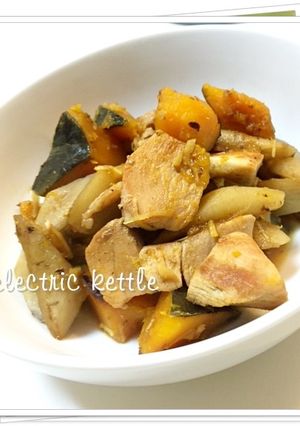 鶏と牛蒡とかぼちゃのあっさりだし生姜煮-レシピのメイン写真