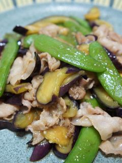 スナップえんどう・なす・豚肉の炒め物-レシピのメイン写真