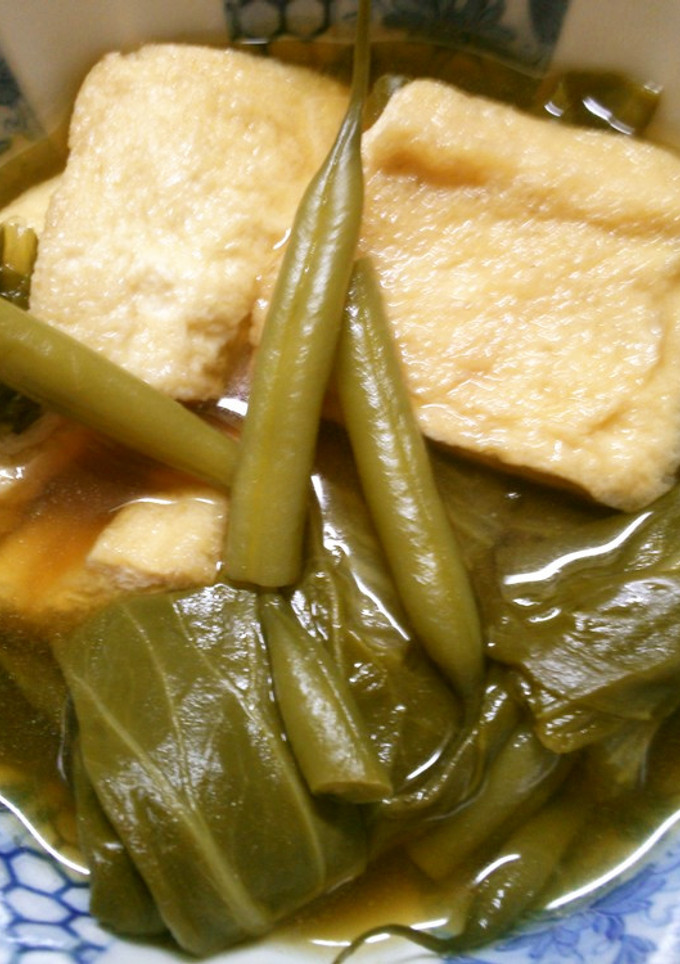 簡単チンゲン菜と いんげん 油揚げの煮物-レシピのメイン写真