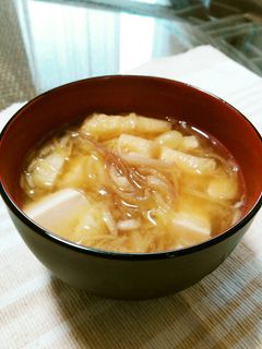 みょうが・豆腐・油揚げのお味噌汁☺-レシピのメイン写真