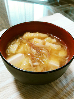 みょうが・豆腐・油揚げのお味噌汁☺-レシピのメイン写真