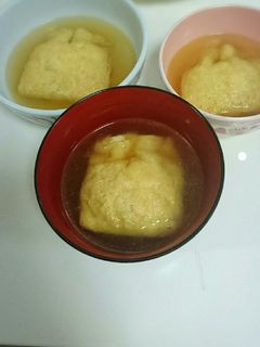 残った餃子の具で◆油揚げ巾着スープ◆-レシピのメイン写真