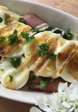 ブロッコリーと卵のカレマヨ焼き-レシピのメイン写真