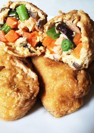 鮭の中骨缶・いなりあげで☆簡単彩り煮☆-レシピのメイン写真