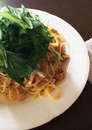 シャキシャキ水菜とツナの和風パスタ-レシピのメイン写真