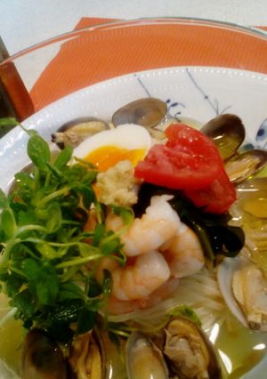 涼☆アサリだし汁とオリーブオイルの素麺-レシピのメイン写真