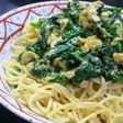 たっぷりほうれん草と玉子のパスタ♪