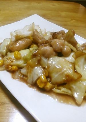 鶏とキャベツとコーンのオイスターソース-レシピのメイン写真