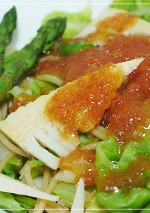 筍と春キャベツの金時人参ソースパスタ-レシピのメイン写真