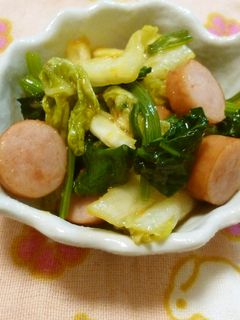 ほうれん草とウインナーのキムチ炒め!-レシピのメイン写真