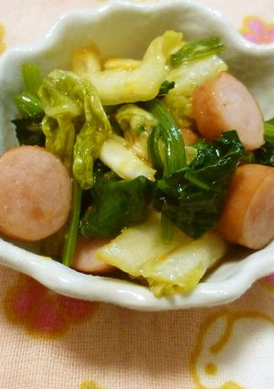ほうれん草とウインナーのキムチ炒め！-レシピのメイン写真