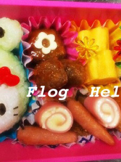 かえるキティ♡梅雨のキャラ弁-レシピのメイン写真