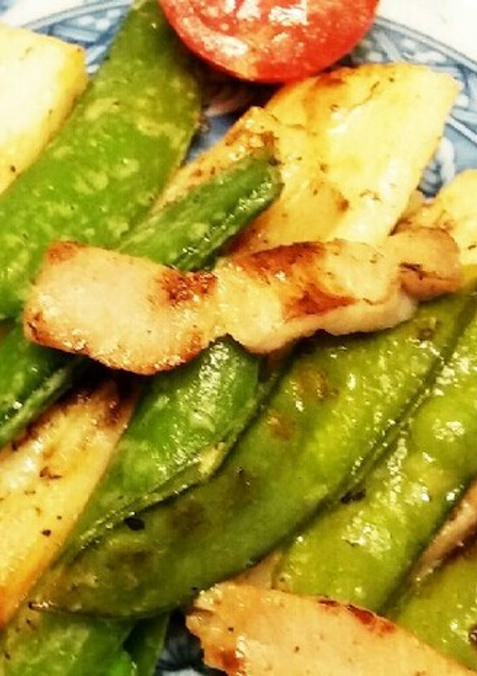 スナップえんどうと焼豚のマヨこしょう炒め-レシピのメイン写真