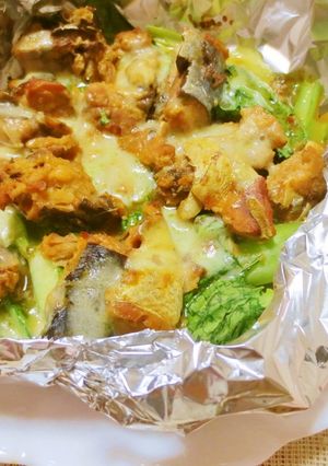 簡単☆お弁当に♬サバ缶と小松菜ホイル焼き-レシピのメイン写真