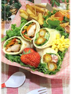 ラップサンド*からあげ&エビフライ*-レシピのメイン写真