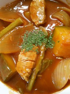 豚ヒレとアスパラ かぼちゃのトマト煮込み-レシピのメイン写真