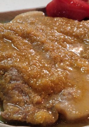 カレーオニオンソース♪豚カツ肉の漬焼き-レシピのメイン写真
