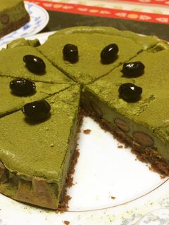 ほろ苦リッチ☆抹茶と黒豆のチーズタルト-レシピのメイン写真