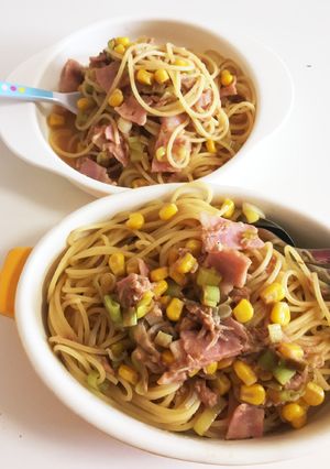 ツナとベーコンの150gパスタ-レシピのメイン写真