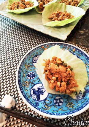松の実入り豆腐＆鶏ひき肉レタス包み-レシピのメイン写真