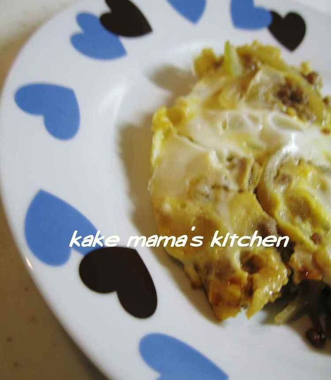 玉ねぎ✿ひき肉の卵とじ-レシピのメイン写真