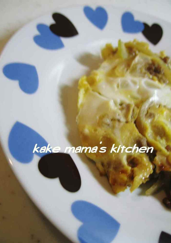 玉ねぎ✿ひき肉の卵とじ-レシピのメイン写真