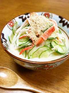胡瓜とカニカマの甘くて冷たいスープご飯-レシピのメイン写真