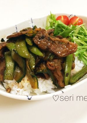 夏バテ予防！きゅうりと牛肉の照り焼き丼★-レシピのメイン写真