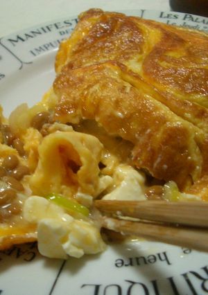 納豆オムレツ　～らっきょうとチーズ-レシピのメイン写真