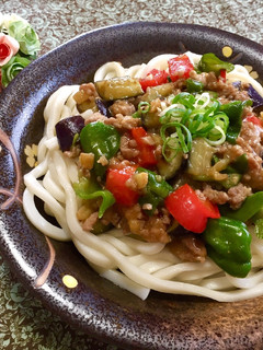 夏野菜たっぷり肉味噌うどん-レシピのメイン写真