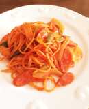 ゆでないスパゲッティからのナポリタン