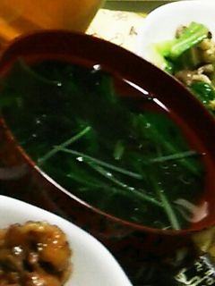 簡単激ウマ!水菜とワカメのお吸い物!-レシピのメイン写真