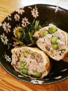 挽き肉とグリンピースの巾着煮☆-レシピのメイン写真