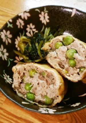 挽き肉とグリンピースの巾着煮☆-レシピのメイン写真